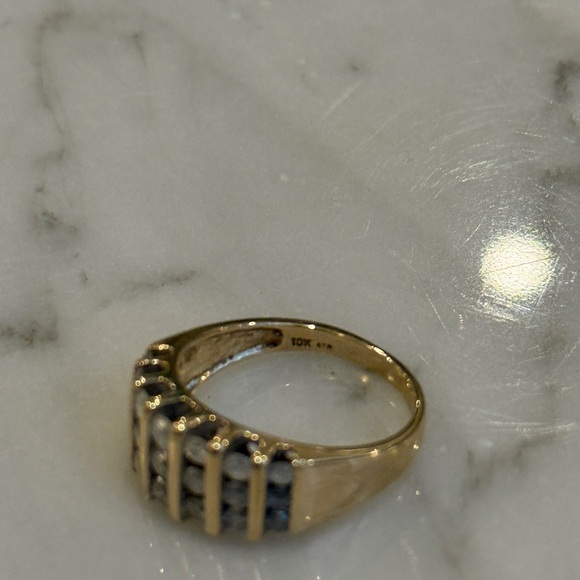 GOLD & DIAMOND Three-Row Cluster Band Ring, 10K Yellow Circa 1980s–90s - Picture 7 of 8